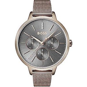 Boss Damespolshorloge, analoog, multifunctioneel, kwarts, met roestvrijstalen armband, kleur roségoud, licht – 1502424, goudkleurig, Eén maat, armband, Goud, Armband