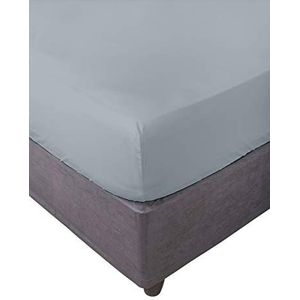 Miracle Home Elastisch hoeslaken, zacht en comfortabel, 50% katoen, 50% polyester, grijs, 150 x 200 cm