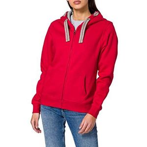 HRM damesjack met capuchon, hoogwaardige damesjas met contrasterende voering, hoodie met ritssluiting, hoogwaardige en duurzame bovenstukken voor dames, rood, S, Rood