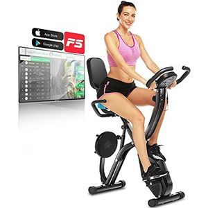 Profun Vouwfiets met magneetweerstand, 10 standen verstelbaar, hometrainer, hometrainer, 2-in-1 hometrainer met app