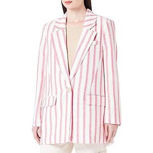 ONLY Onlcaro-Lana L/S Ovs Linen CC TLR Blazer pour femme, Cloud Dancer/Stripes : rose Yarrow & Oxford Tan, M