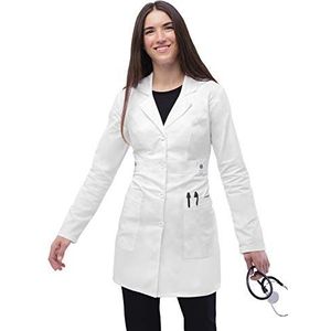 Adar universele laboratoriumjas, rekbaar, voor dames, 91,4 cm, Wit.