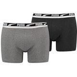 PUMA Heren boxershorts met logo grijs melange, XL, Grijs