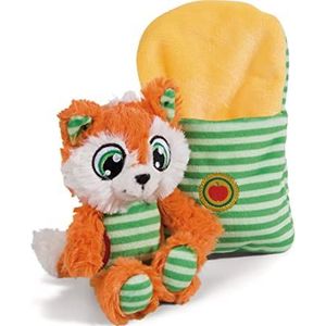NICI 49093 Fox Finjo 14 cm Sleeping in Cot Orange Cuddly Toy voor baby's en peuters om knuffeldieren, ontdekken en slapen