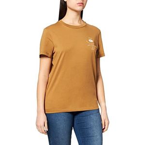 Scotch & Soda Dames T-shirt met ronde hals van biologisch katoen met losse snit, goud zand 4500