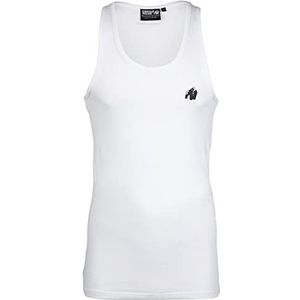 Gorilla Wear - Adams stretch-tanktop - zwart - bodybuilding sport, dagelijks gebruik, vrije tijd met logo-print, licht en comfortabel voor optimale beweging van katoen en elastaan, Wit