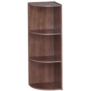 Iris Ohyama, Hoekplank, boekenkast, 3 planken, robuust, multifunctioneel, kantoor, ingang, slaapkamer, woonkamer – basic opbergrek CX-3C – bruin