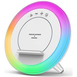 SQAFGYR Draadloze Oplader Multifunctionele Luidspreker Bluetooth Nachtlampje Draagbare Sfeerlamp Desktop Nachtlampje Cadeau voor Kinderen, Party, Slaapkamer