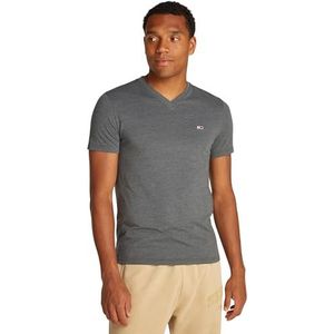 Tommy Jeans Tjm Dm0dm20364 T-shirt Xslim Jaspis V-hals T-shirt S/S heren, Grijs (Heather Black Washed)