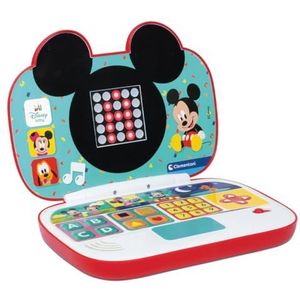 Clementoni - Disney Baby Mickey-Mijn eerste laptop, elektronisch educatief computercentrum, draagbaar, leeractiviteiten letters en cijfers, kinderen vanaf 9 maanden, kleur