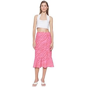 Trendyol Women's Woman A-Line Regular Fit Woven Skirt, Rose, 40