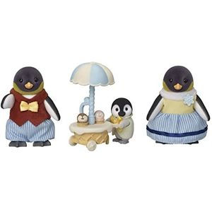 Sylvanian Families 5694 Familie Pinguïn - 3 fluweelzachte speelfiguren- ijsco wagentje