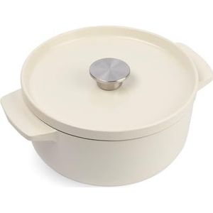 KitchenAid braadpan 22cm - geëmailleerd gietijzer - amandel wit - rond