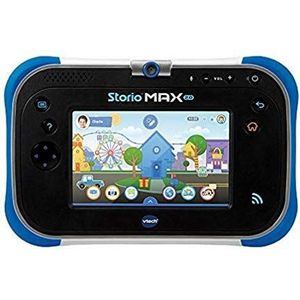 VTech - Storio MAX 2.0 blauw, kindertablet, touchscreen, educatief en veilig, met 5 inch kleurendisplay, wifi, Android, camera, cadeau voor kinderen van 3 jaar tot 11 jaar - inhoud in het Frans