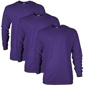 Gildan T-shirt à Manches Longues en Coton Ultra Style G2400, Pack multiple, Violet (3-Pack), XXL (Pack de 3) pour Homme, Violet (pack de 3), XXL