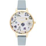 Olivia Burton Analoog kwartshorloge voor dames met leren band ""veganistisch"" lichtblauw - OB16AR08, Meerkleurig, armband