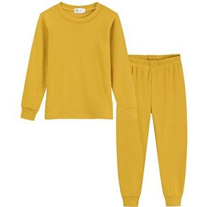 Little Hand Pyjama-set voor kleine jongens en meisjes, nachtkleding van katoen, lange mouwen, pyjamaset, geel, 6-7 jaar, Geel.