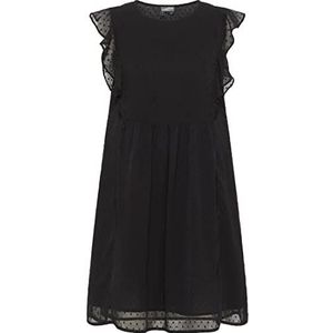 VANNE Robe midi pour femme avec volants 37226659-VA01, noire, taille L, Noir, L