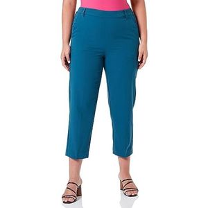 KAFFE Women's Pants Chinos Cropped Length Elastic Waist Pockets Press Folds Femme, Legion Blue, 44
