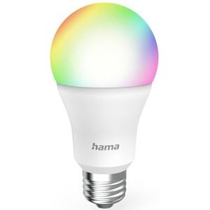 Hama Ledlamp, E27, meerkleurig, RGBB, 2700-6500 K, intelligente smart-lamp, mat, lamp Alexa / Google Home, 9 W, 806 lm, dimbaar, comm. voc./appl