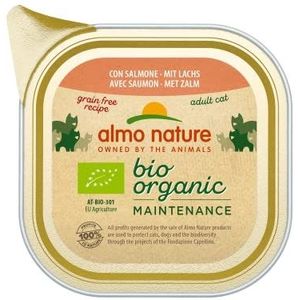 Almo Nature Bio Organic met zalm, natvoer voor volwassen katten: 19 kommen van 85 g