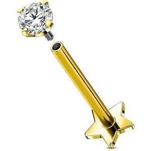 OUFER Body Piercing Gold Labret Piercing Titanium Lip Piercings Monroe Medusa Stud Bar 16G Helix Earrings 5/6/8/10/12mm Tragus Bar Internally Conch Flat Back Oorbellen Vrouwen, Niet-Edelmetaal