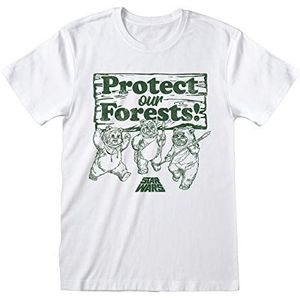 Star Wars T-shirt voor dames met ronde hals ""Protect Our Forests"", 100% katoen, officieel product, maten S-5XL, Weiss
