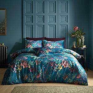 Catherine Lansfield Bridgerton Beddengoedset voor eenpersoonsbed, dekbedovertrek en kussensloop, romantisch bloemenpatroon, blauwgroen