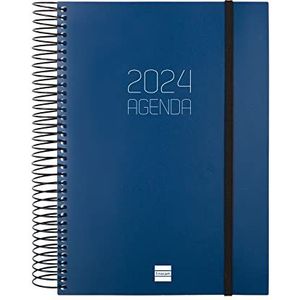 Finocam - Agenda 2024, spiraalbinding, ondoorzichtig, 1 dag per pagina, januari 2024 - december 2024 (12 maanden), internationale versie, blauw