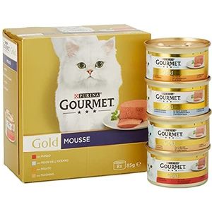 Purina Gourmet Gold kattenschuim met vis, gelegeerd, rietje en rundvlees, 96 latex 85 g