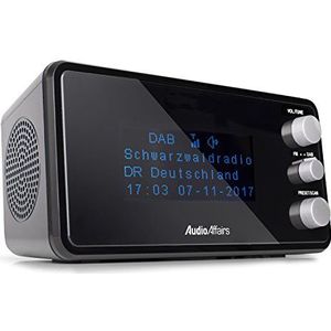 AudioAffairs DAB+ digitale wekkerradio | FM/FM | dimbaar display | wekker met radio of beltoon | sluimer- en automatische slaapfunctie, DR 010, zwart, standaard