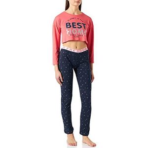 FREEGUN Pijama-set voor dames, roze/marineblauw