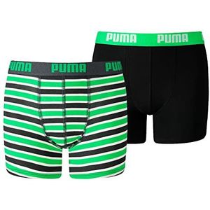 PUMA Boxershorts voor jongens, verpakt per 2 stuks, bedrukt met strepen, Klassiek groen
