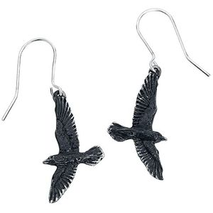 Oorbellen Raven zwart Alchemy Engeland sensuele vleugels onsterfelijk gothic, Pewter, Niet van toepassing