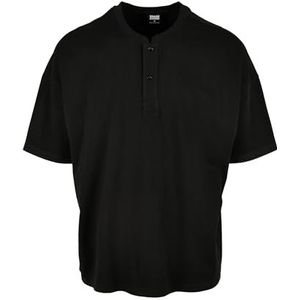 Urban Classics Henley Oversize T-shirt voor heren, zwart.