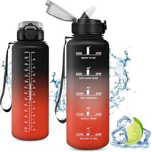 Vikaster Waterfles voor kinderen, BPA-vrij, 1500 ml, met rietje, lekvrij, gemakkelijk te openen, herbruikbare fles, sportschool, hardlopen