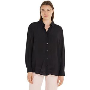 Tommy Hilfiger Soepel viscose crêpe overhemd casual shirts dames, Zwart