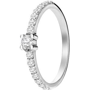 Lucardi Dames Zilveren ring met zirkonia stenen - Ring - 925 Zilver - Zilverkleurig - 19/60 mm