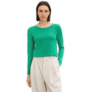 TOM TAILOR Dames basic shirt met lange mouwen, 31032 - Vivid Leaf Green