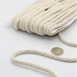 20 m katoenen koord, rond, 05 mm, gevlochten touw met kern van natuurlijk katoen, ideaal voor doe-het-zelf, naaien, veelzijdig inzetbaar, 5 mm, 03, ecru