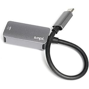 Smpl - USB-C naar HDMI-adapter, compatibel met 4K, Thunderbolt 3, aluminium gecoat, compatibel met MacBook Pro, Surface Book, Pixelbook en Samsung Galaxy computers