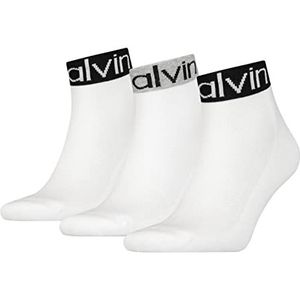 Calvin Klein Calvin Klein Logo Cuff Heren Quarter Socks 3 Pack heren, Wit.