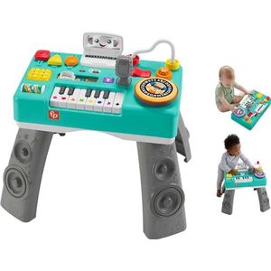 Fisher-Price HKT83 HKT83 Lachen en leren DJ Muzikale Piano mixer met activiteiten, lichten en geluiden, zitten en staan, baby's vanaf 6 maanden, Britse versie