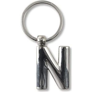 if Gepersonaliseerde metalen sleutelhanger met letters N 7 cm zilver, zilver, 7 cm, klassiek, zilver., Klassiek