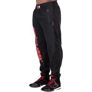Gorilla Wear - Augustine Old School Pants - zwart/rood - bodybuilding en fitnesskleding voor heren joggen lopen comfortabel met logoprint, zwart.