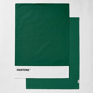 SWEET HOME Pantone™ Set van 2 theedoeken 50 x 70 cm van 100% katoen 220 g. 1 effen kleur met logo en 1 honingraat. 2 stuks, groen