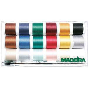 Madeira 100% katoenen garen - hand- en machinaal naaien, voor naaien en borduren, quilten van 100% viscose - 18 x 200 m, heldere kleuren