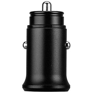 Mini-adapter, metaal, sigarettenaansteker, USB, voor Xiaomi Redmi Note 7, dubbele stekker, 2 aansluitingen, autolader, zwart