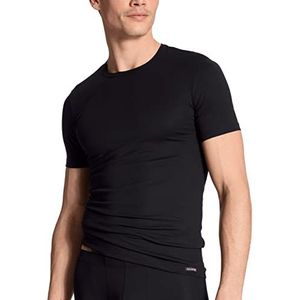 Calida Evolution T-shirt voor heren, van katoen, onderhemd met platte naadafwerking, zwart.