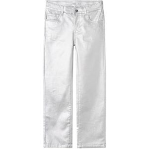 NAME IT Pantalon en tissu pour fille, Argenté/détails : feuille, 116